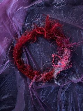 Handcrafted Red & Pink Fiber Statement Bracelet